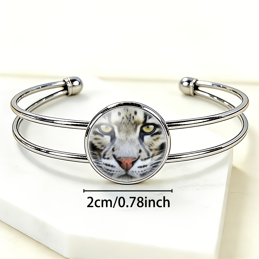 Adjustable Open-end Bangle with Round Gemstone Inlay