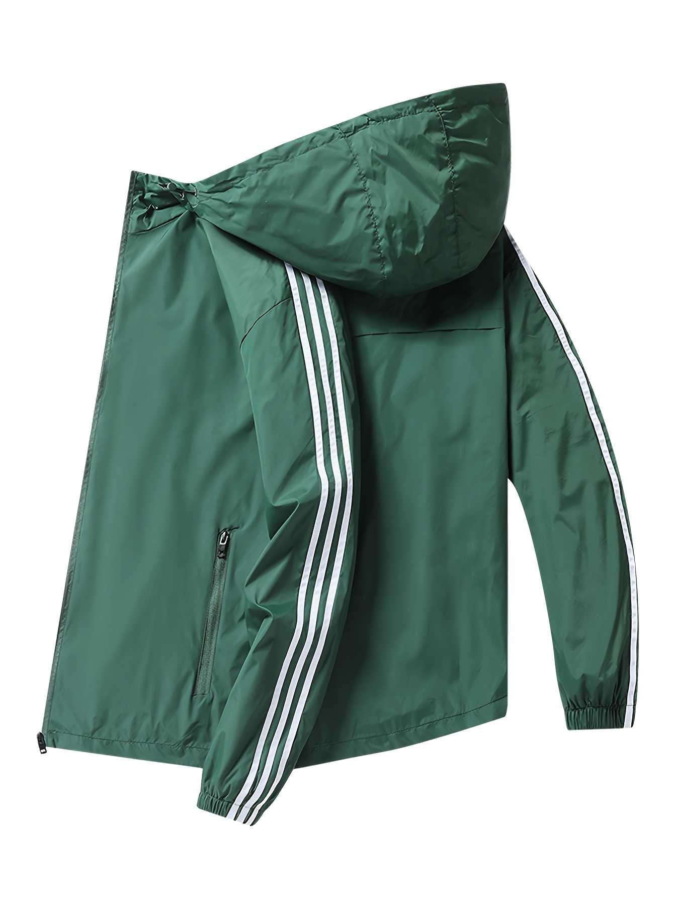 New Spring And Autumn Men'S Jacket with a Hood, Casual Sports Outdoor Wear Featuring Three Stripes, Popular Men'S Clothing That Is Comfortable, Versatile, And Flattering