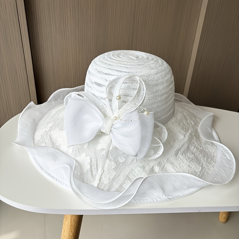 TEMU 1pc Fisherman Hat Foldable Women's Floral Lace Net Cap Spring/summer Beach Hat Suitable For Outdoor Street, Dance Party, Hiking