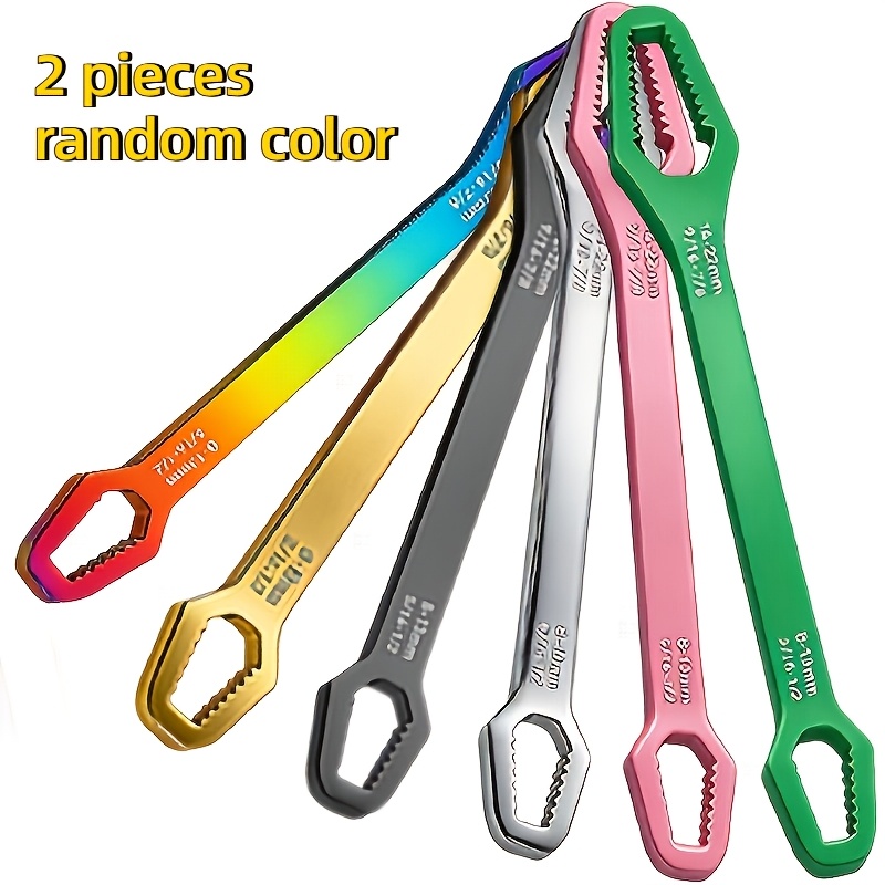 TEMU 2pcs Random Color Plum Wrench, Adjustable Self-tightening Carbon Steel Wrench, Universal Automotive Repair Wrench. Suitable For Bicycles,