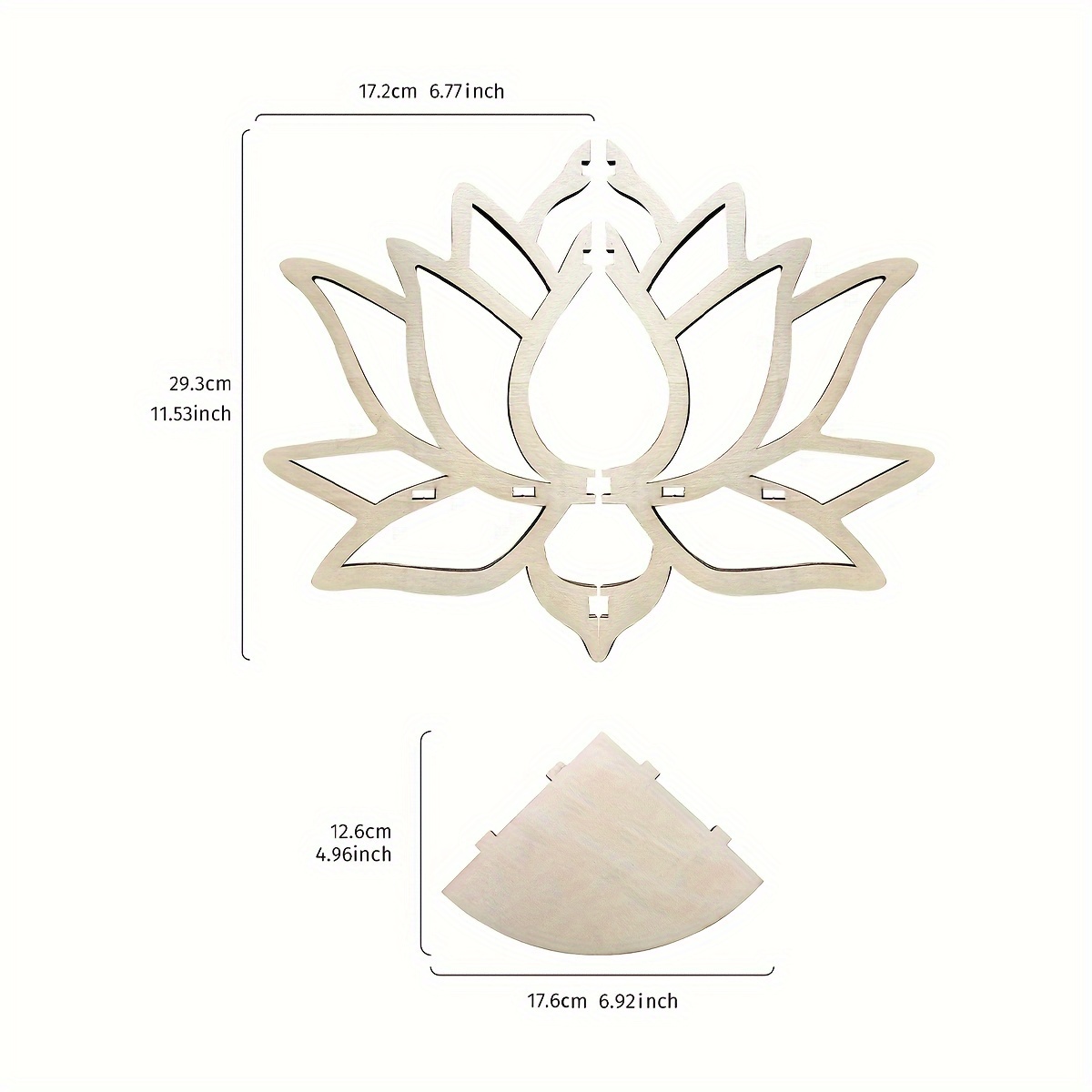 E-shop Handgefertigtes Holzregal für Lotus Wandregal - Minimalistisches Retro Wandmontiertes Regal, Keine Schrauben Nötig, Mehrzweck-Aufbewahrung für
