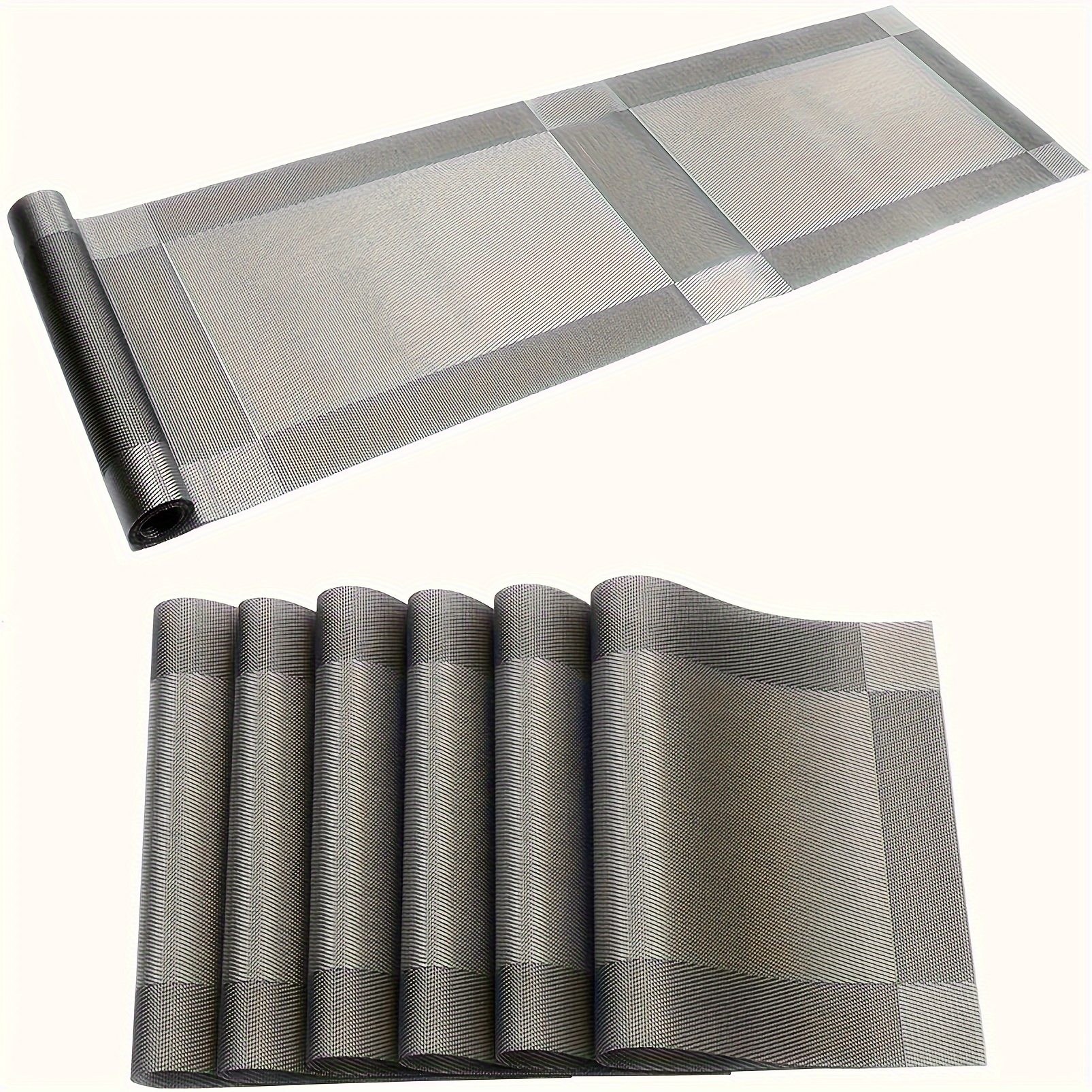 7-teiliges set, hochwertige pvc-tischsets im europäischen stil, quadratische platzsets, rutschfest, hitzebeständig, studenten-tischsets, quadratische platzsets, tischsets im nördlichen europäischen stil, leichte luxus-tischbezüge, kaffeetischmatten, platzsets für zuhause