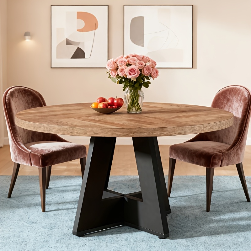 reliable 47 Inch Farmhouse Dining Table, Rustic Round Dinner Table for 4, Ideal for Home Dining Room And Living Room, Offering A Countrified Touch to Your Decor 8 reliable 47 Inch Farmhouse Dining Table, Rustic Round Dinner Table for 4, Ideal for Home Dining Room And Living Room, Offering A Countrified Touch to Your Decor - Image 8