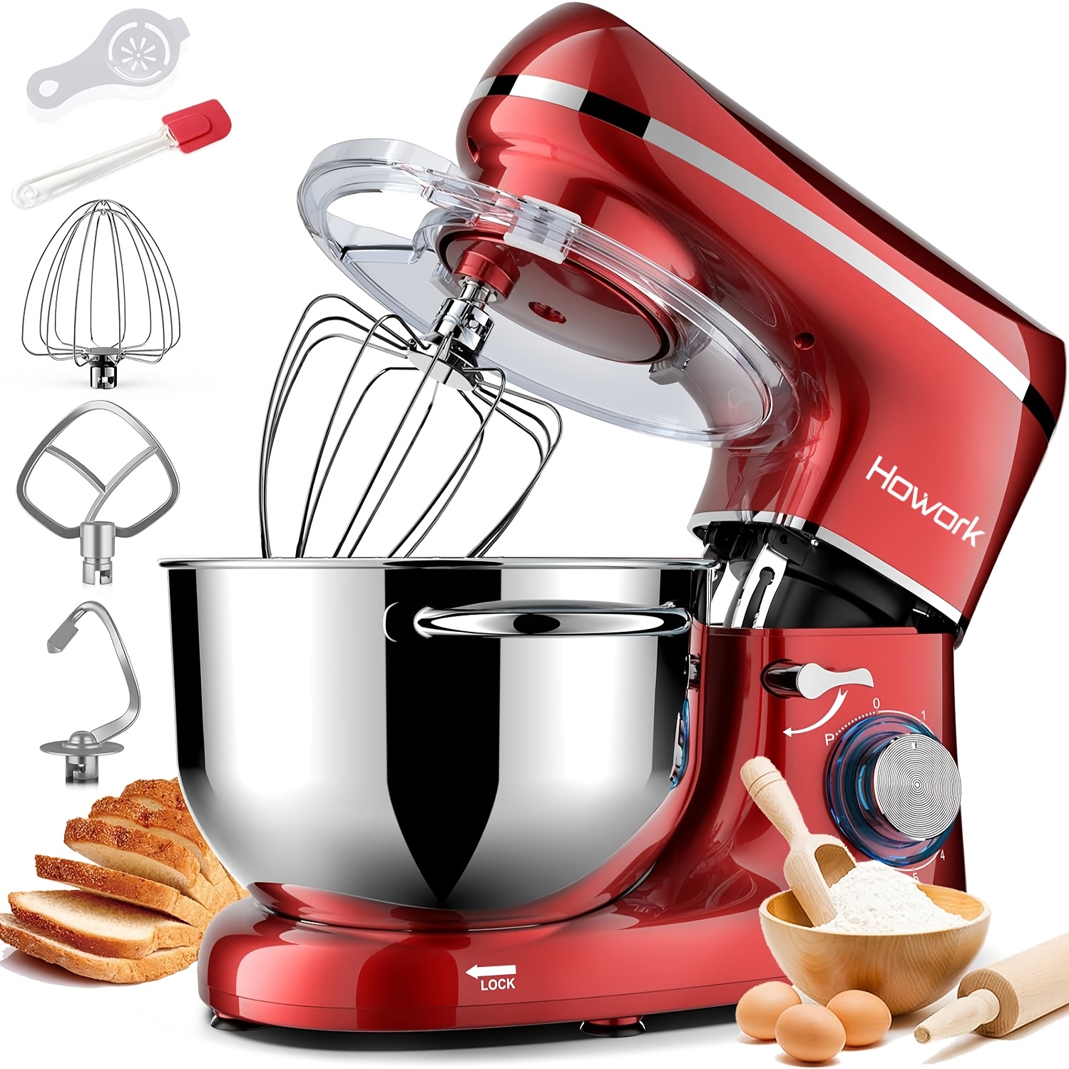 TEMU Stand Mixer 660w, Electric Kitchen Mixer, 6 Speed Tilt-head Stand Mixer With , Attachments 6.5qt Bowl, Dishwasher Safe Beater, Dough Hook, Whisk