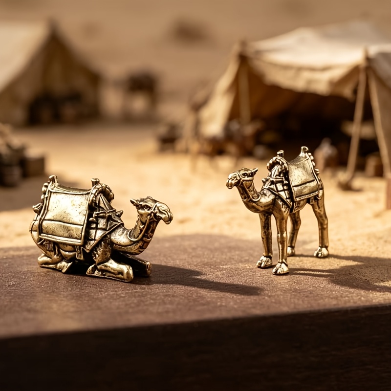 TEMU 2pcs Set / Collectible Grade / Standing Camel + Lying Camel / Desktop Decorative Ornament / Small Gift For / Computer Desk Decoration / Small