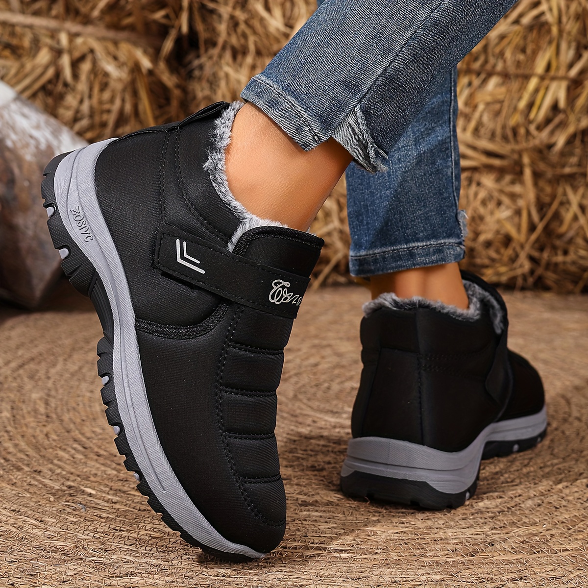 bottes dhiver thermiques pour femmes avec semelle épaisse en peluche - bottes de neige antidérapantes pour randonnée, glace et extérieur - bottes confortables et chaudes à bout rond et talon moyen (lavables à  ), chaussures pour femmes Détails du produit 3