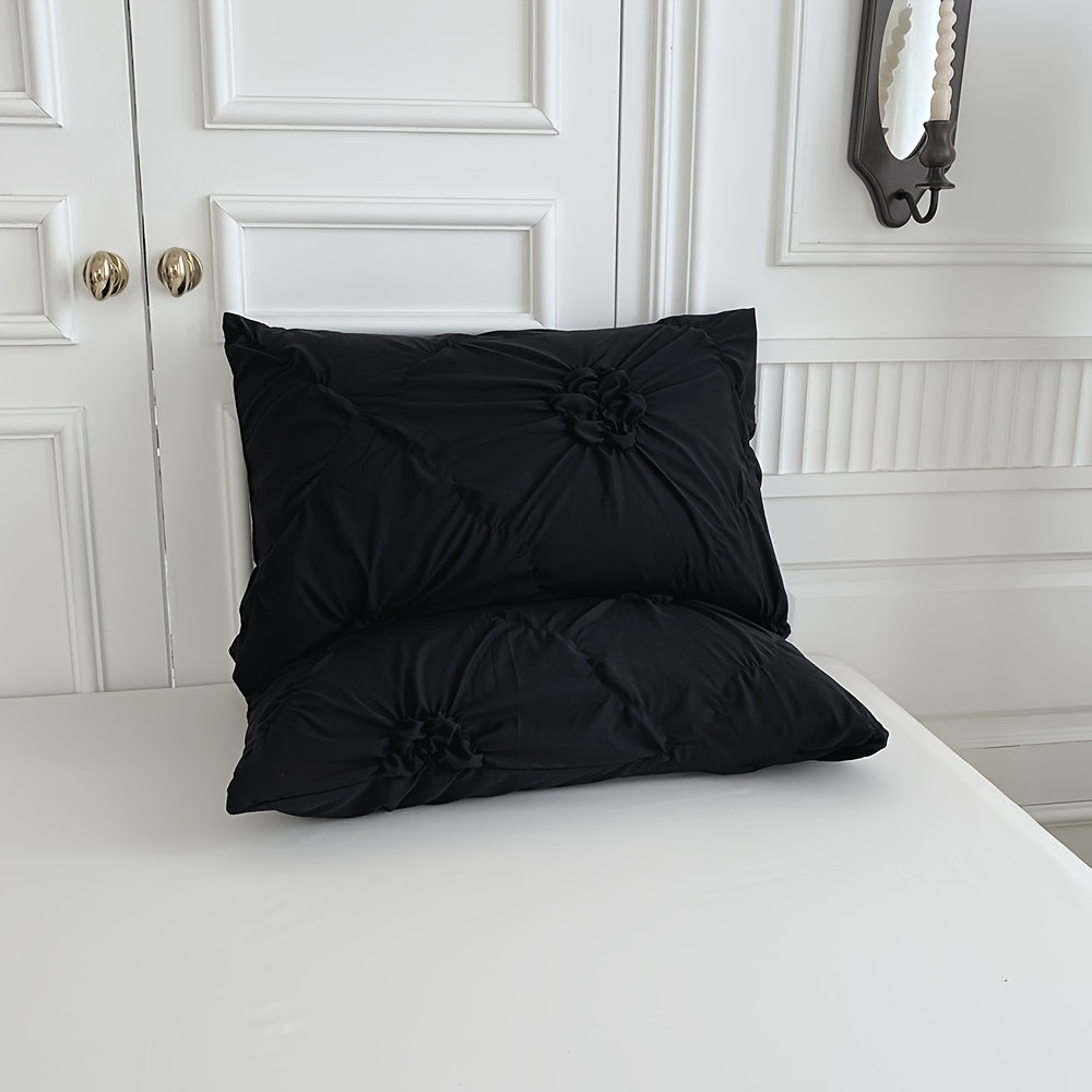 Floral Duvet Cover 2/3pcs Set (1 Duvet Cover And 1/2 Pillowcases), Pleated Floral Design, Easy Fashion, All-Season Bedroom Bedding, with Zipper And Corner Straps, Suitable for Women And Men