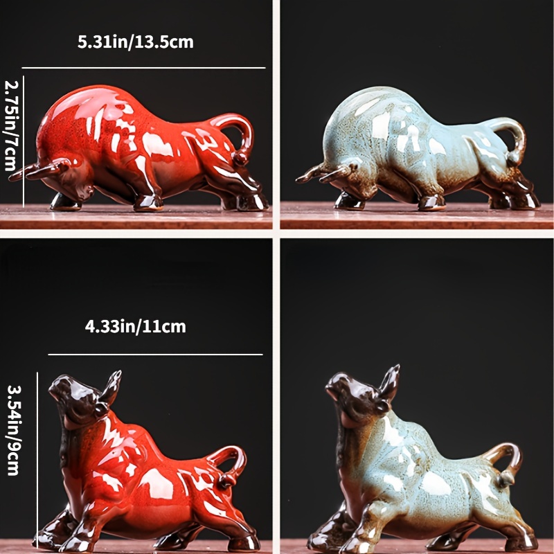 1pc twolf recruiting wealth town house feng shui bull ceramic small ornaments chinese style home furnishings office boss desktop decorations handicrafts