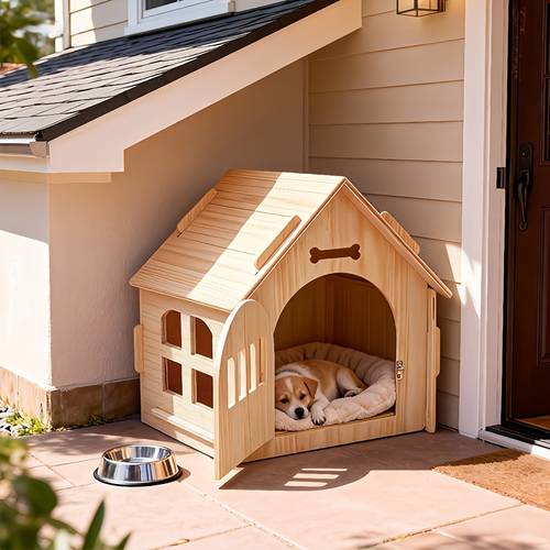 1pc handcrafted enclosed dog house indoor pet house with door windproof and warm kennel for small to medium dogs and cats wooden pet villa household lockable removable and washable moisture proof pet bed for cats and dogs