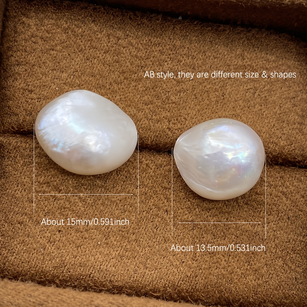 (natural Pearls, Are Differences Between The Actual Product And ) Ab Asymmetrical Style, Spherical Irregular Flat Baroque Natural Freshwater Pearls, Tail Beads, Easy Stud Earrings
