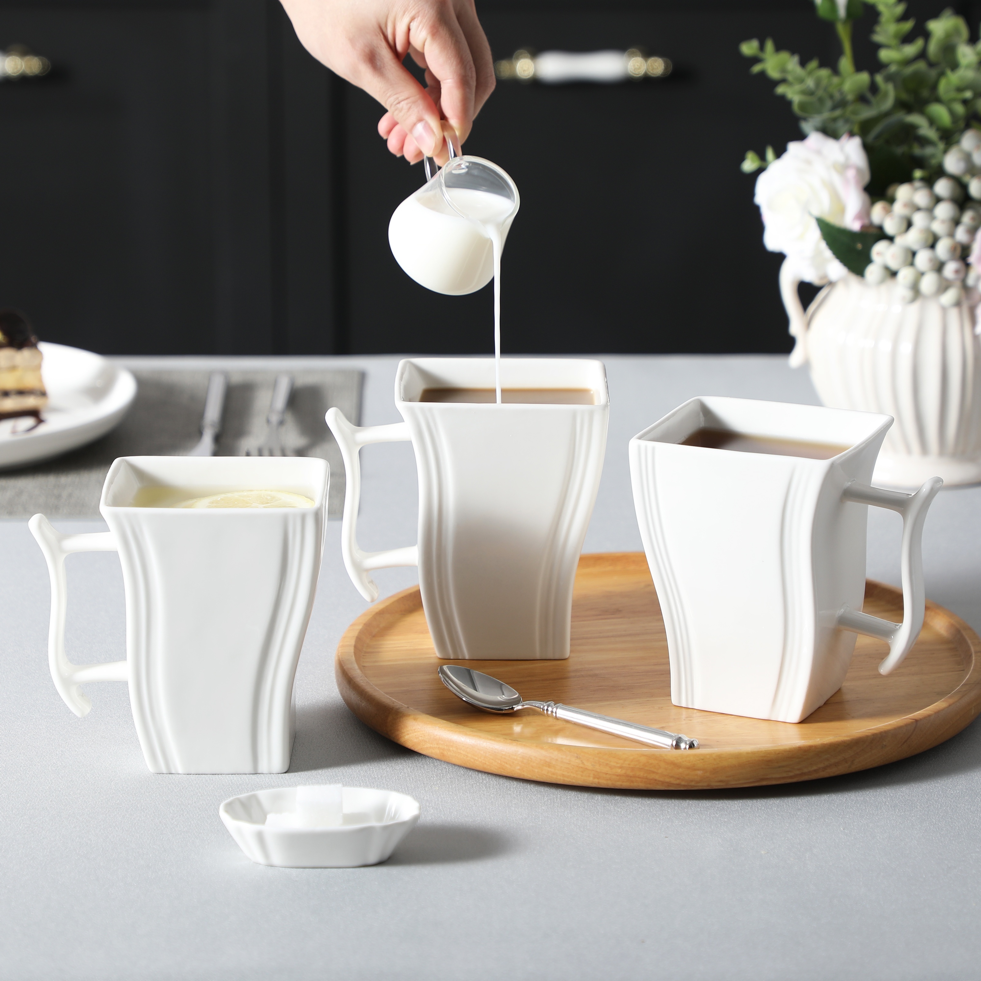 ceramic mug set 6 11oz 480 mlwhite coffee cups handles men - Temu
