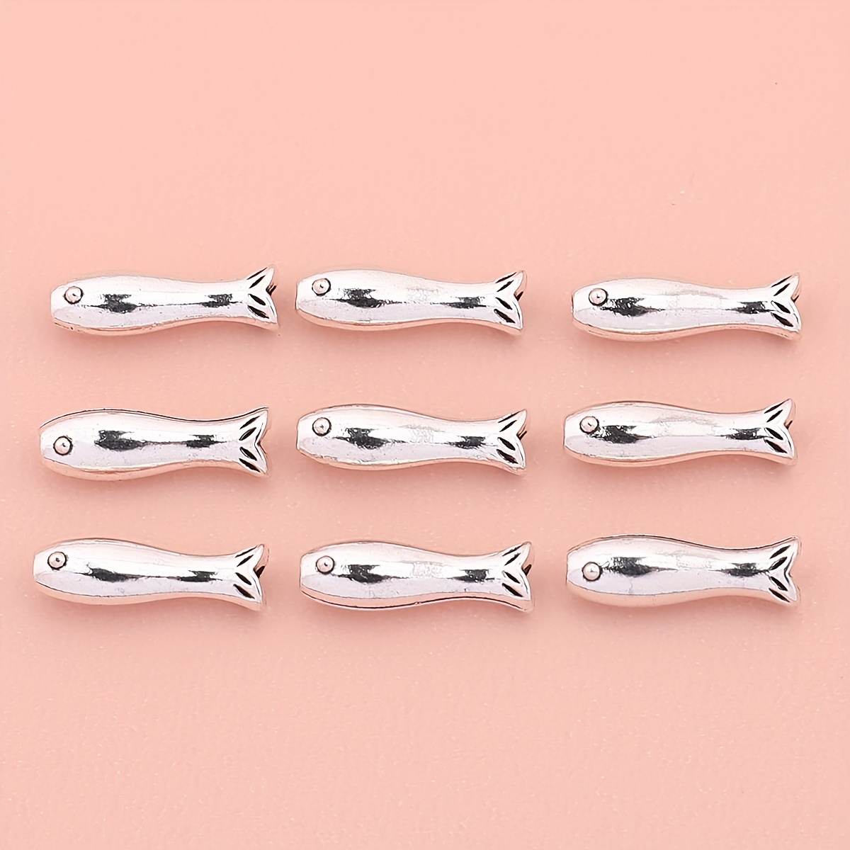 E-shop 30 Stück Kleine Fisch-Abstandshalter, Dekorative Abstandhalter, Runde Spacer Perlen, Zinklegierung Zubehör für Halsketten Armbänder Ohrringe