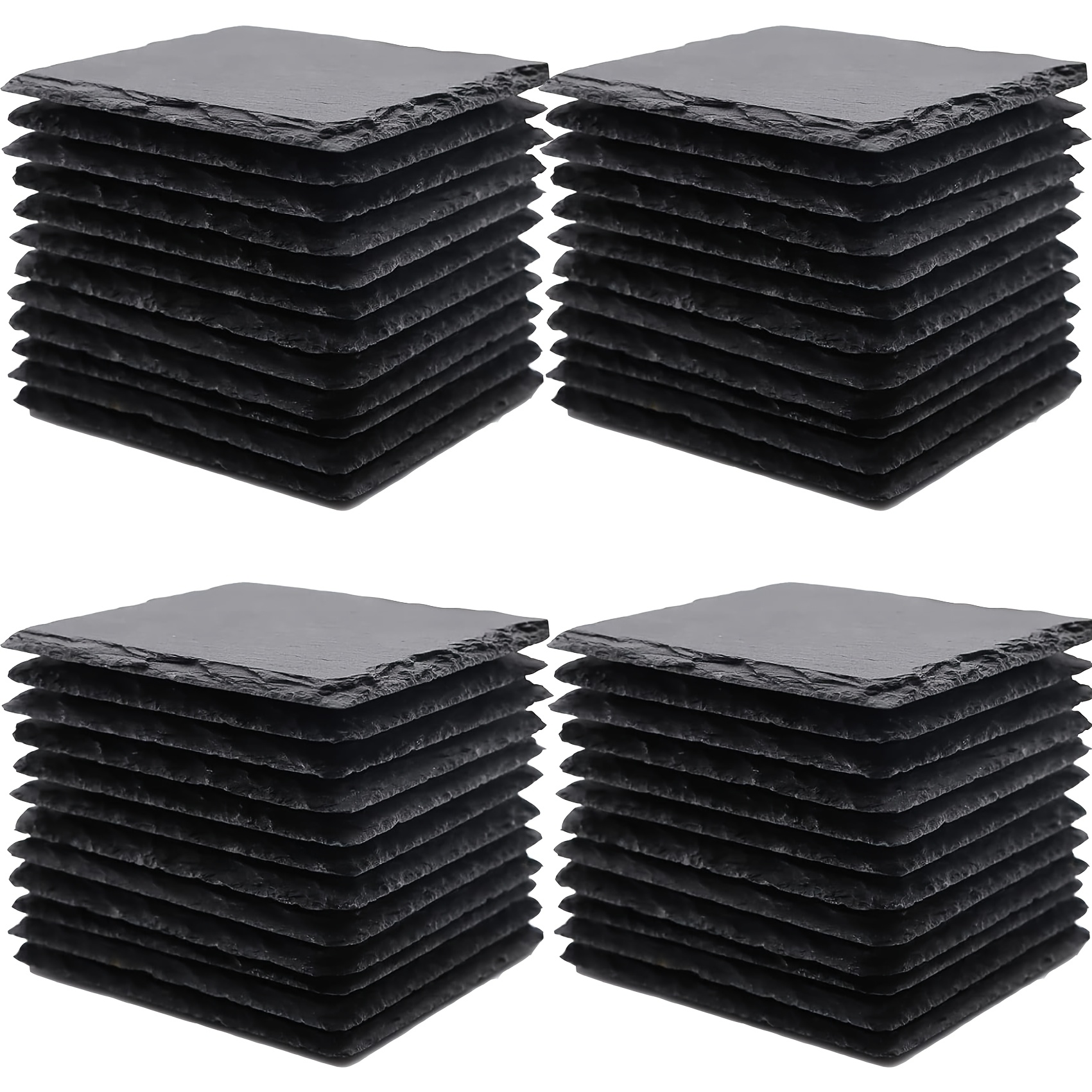 TEMU Dofiki 48/72/96-teiliges Schiefer-Untersetzer-Set, 4 Zoll quadratische schwarze Schieferuntersetzer, lasergraviert, unbeschriftet, kratzfeste