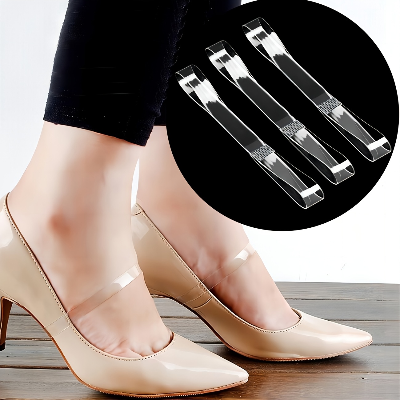 

6-pack Transparent Pvc Invisible Shoe Straps, Non-slip Adjustable High-heel Sandal Straps For Women, Flexible Shoe Ties