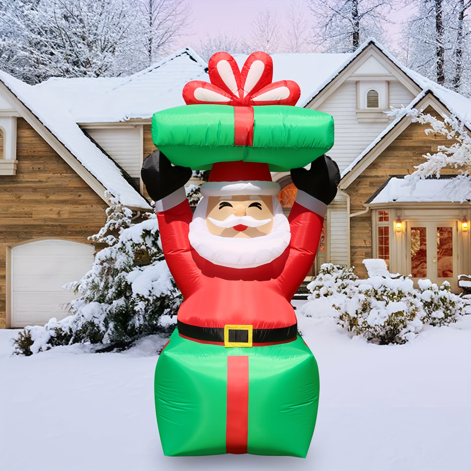 

7.9 Ft Inflatable Santa Jumping Gift Box Surprise Built-in Led Christmas Decoration For Indoor Outdoor