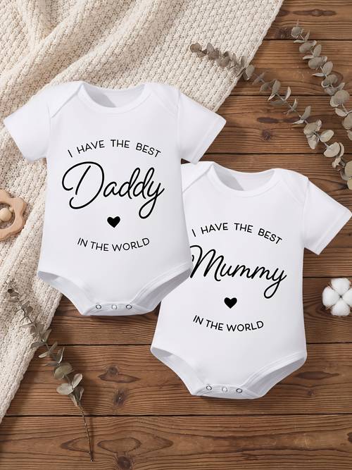 2pcs newborn romper 100 two piece baby boys and girls letter print short sleeve onesie toddler clothes for outdoor