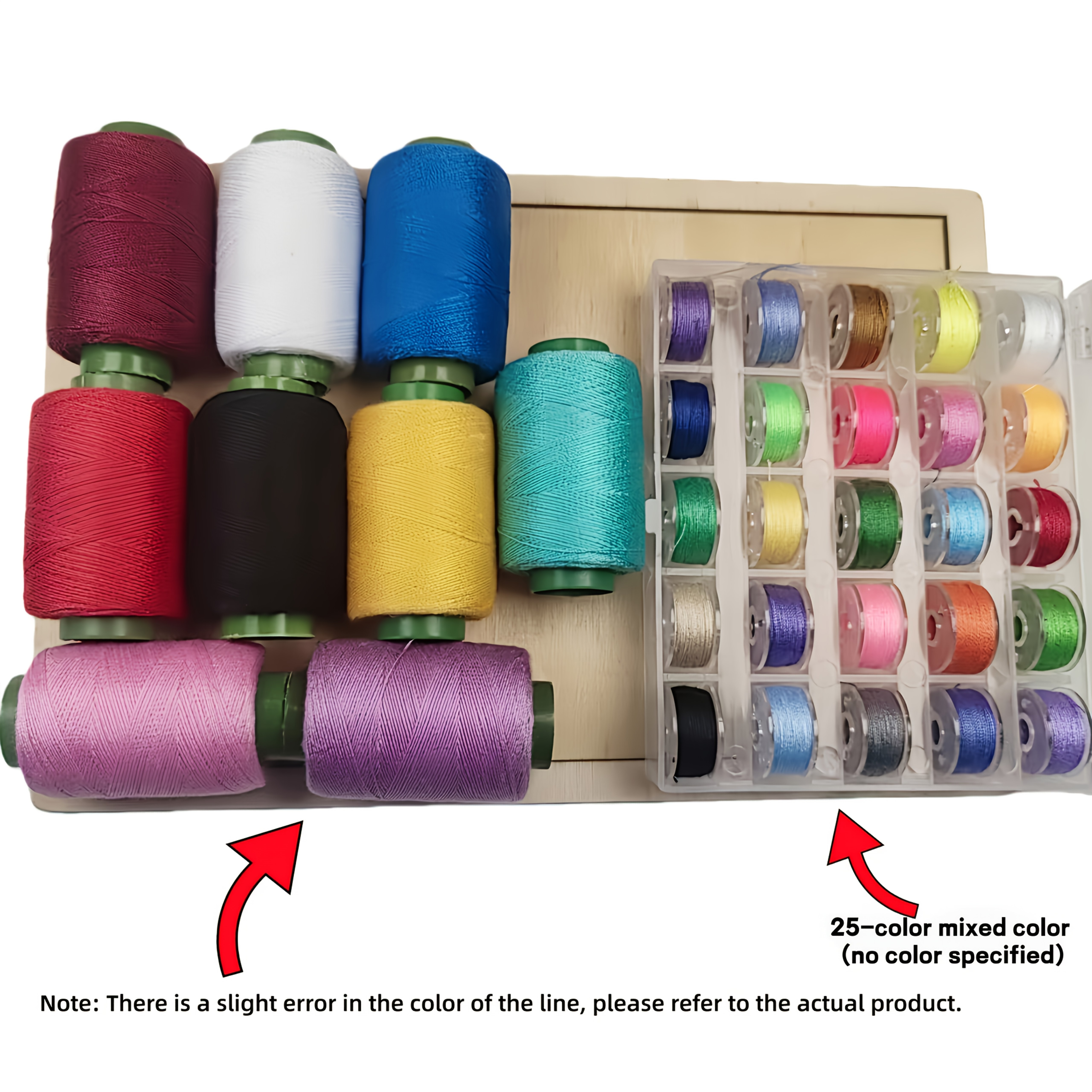 TEMU Set da 34/37/39 bobine da cucito con bobina preavvolta da 25 colori e bobina ausiliaria da 235 iarde 302 in poliestere, per cucito manuale e a
