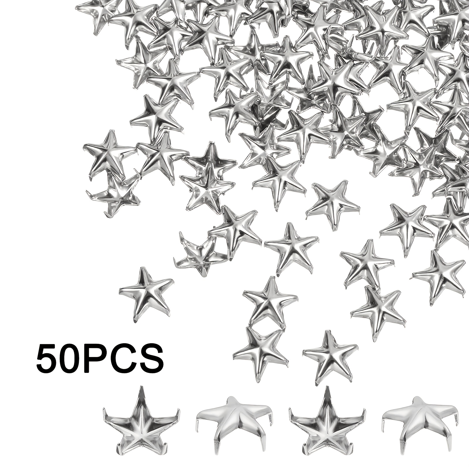 TEMU 10mm 50 Stück Nieten für Kleidung, kleine Stern-Nagelköpfe, Metallnieten, Spieß-Nieten, Lederkralle-Nieten für Kleidung, Gürtel, Tasche, Schuhe,
