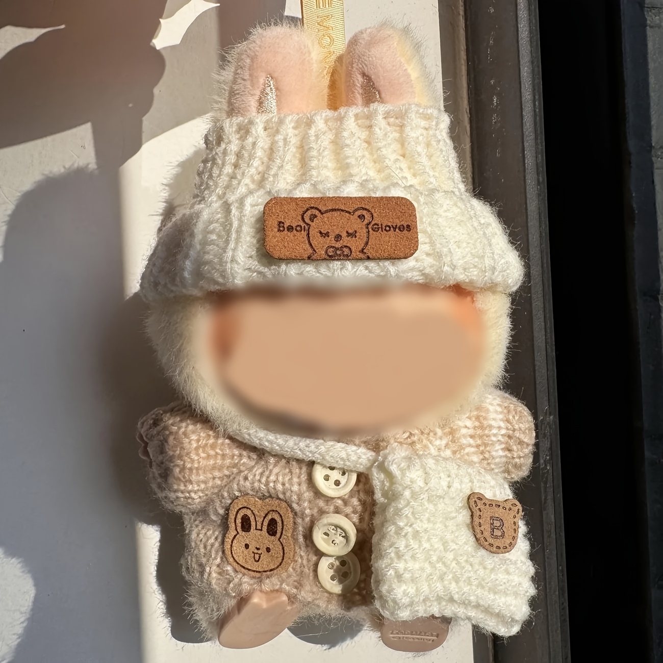 Vêtements de poupée de 17 cm/15 cm pour labubu : tenue tendance (poupée non incluse) (lunettes de soleil + collier doré + chaussures jaunes