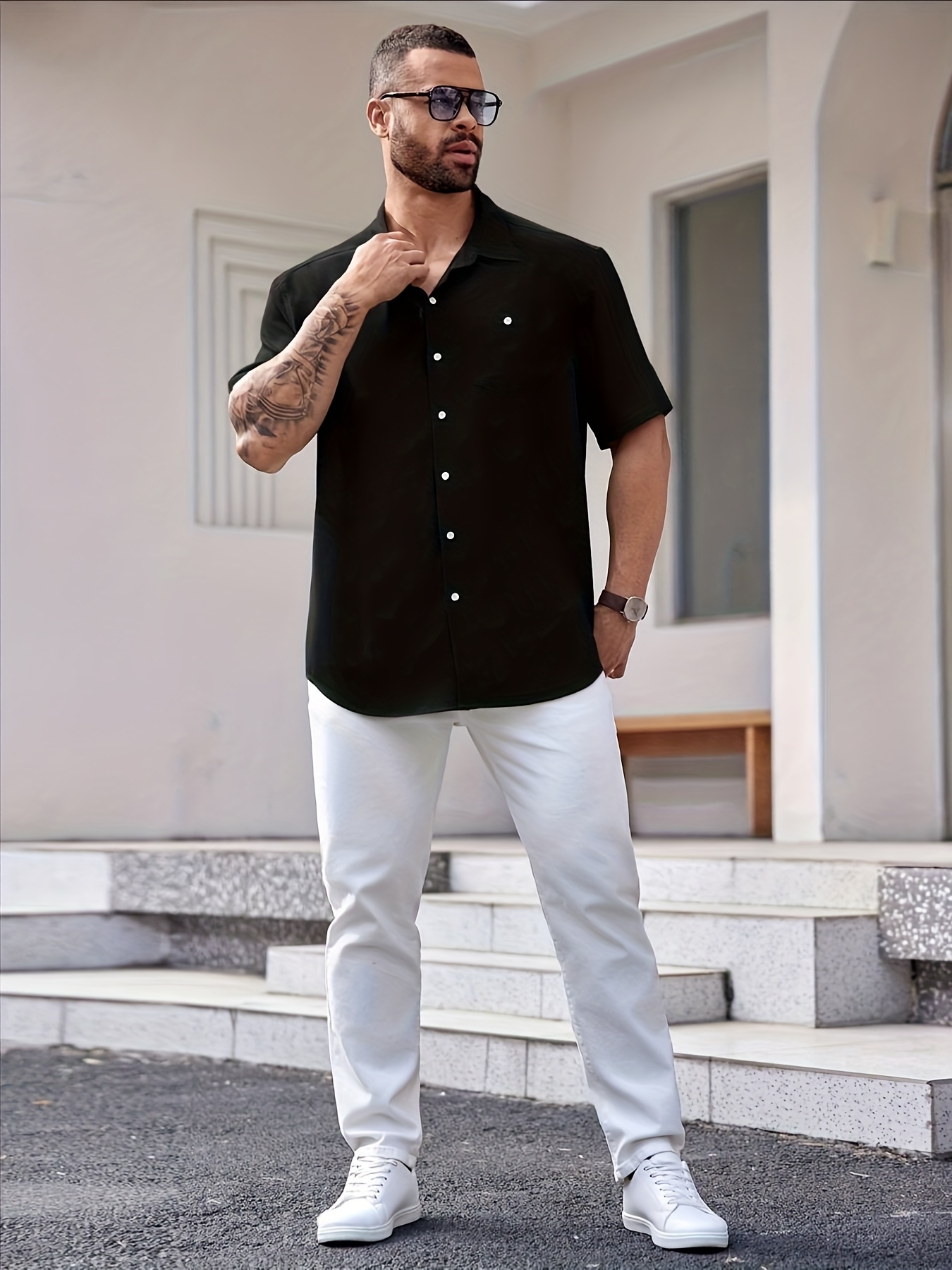 big and tall short sleeve white dress shirt Men's White Tall, Short Sleeve Dress Shirt, Stain Repellent, Wrinkle Resistant