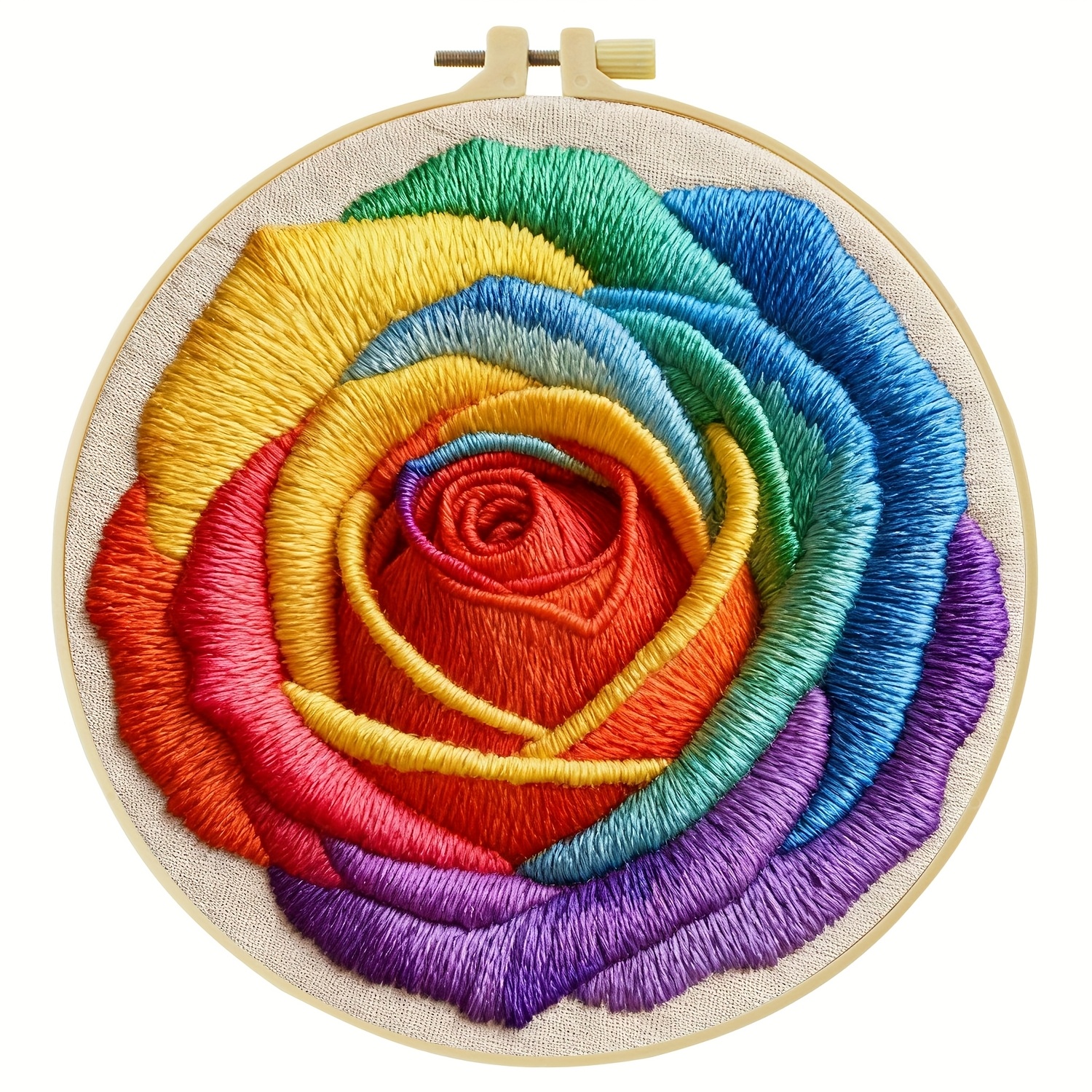 TEMU 1 Kit de Bordado, 20X20Cm/7.9X7.9Pulgadas, Rosa Colorida, Kit de Bordado Artesanal, Adecuado para Entusiastas del Bordado Adultos Principiantes,