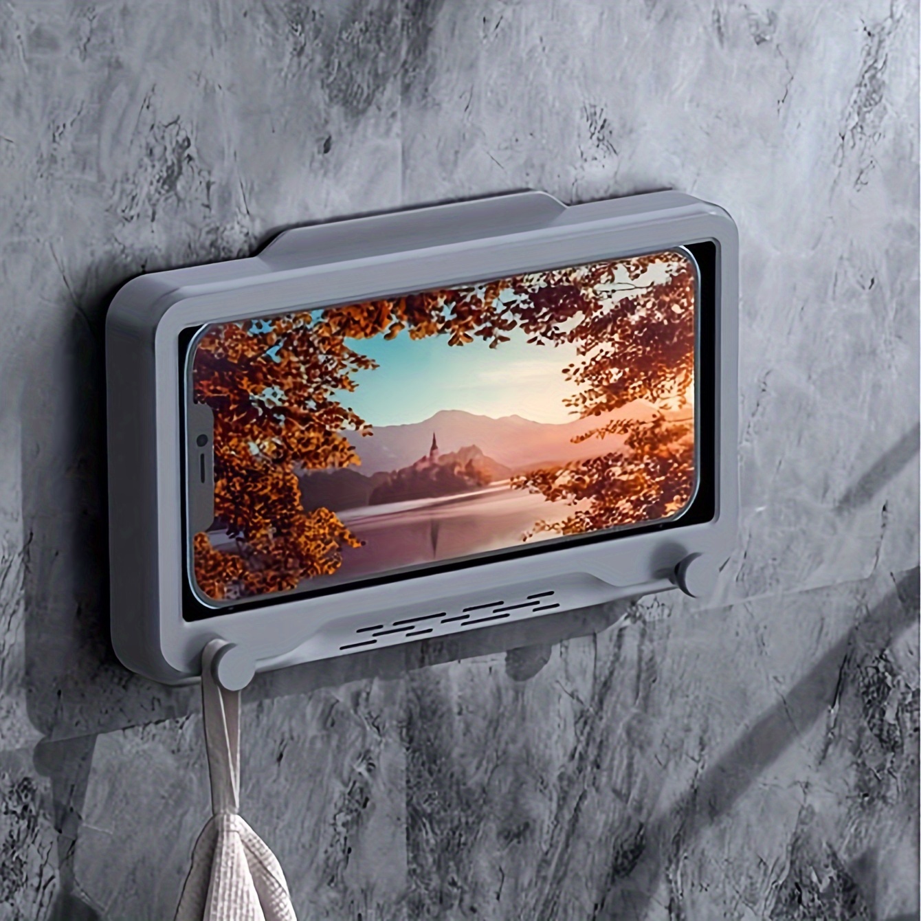 

Waterproof Bathroom Phone Mount Holder - Wall Mounted Universal Shower Phone Case With Waterproof Seal, No-drill Installation, Detachable And Rotatable Design For Streaming And Entertainment