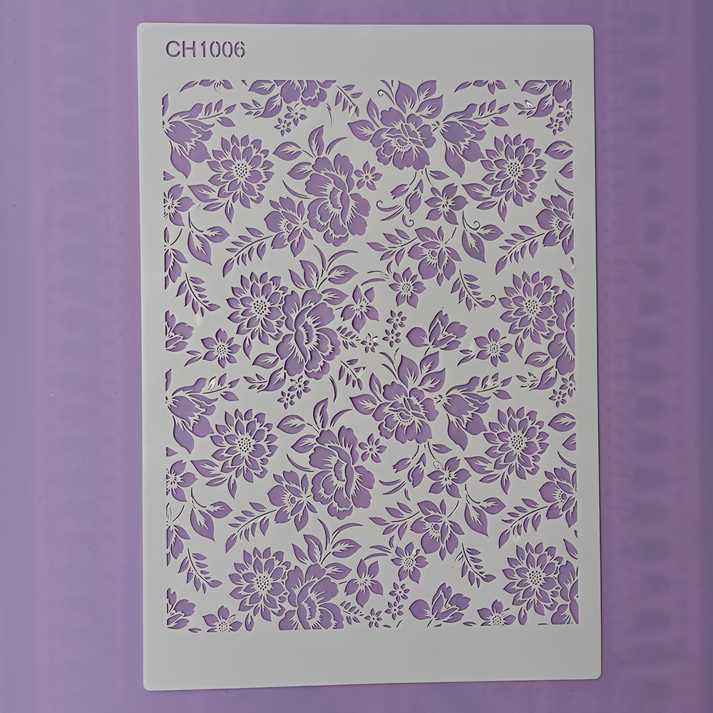 TEMU 1 moule à fleurs en spray pour gâteau, modèle de florale de vintage, matériau de qualité alimentaire PET, modèle de décoration de gâteaux et de
