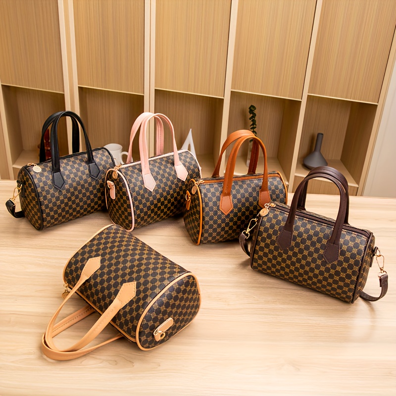 Vintage Color Block Print Tote Bag 2025   Women s Handbag Shoulder Crossbody Pillow Bag