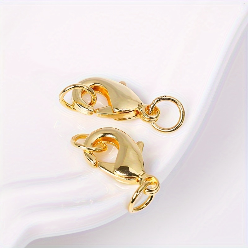 TEMU 5 pezzi Ottone oro 14K/18K 10/12 mm Chiusura a moschettone con anello chiuso, Chiusura per gioielli, Connettore a moschettone, Aggiunte per