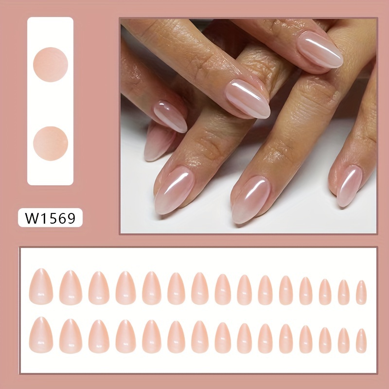 Image of Light Color Nail Wear, Solid Colored Press-on Artificial Toenails, 30pcs Of Fairy Transparent Ice Tips