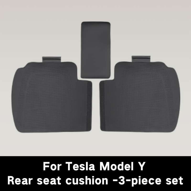TEMU For For 2020-2024 Pu Leather Rear Seat Cushion 3pcs Set, Black Fashionable Seat Covers, Breathable And Wear- Interior, For Original Vehicle