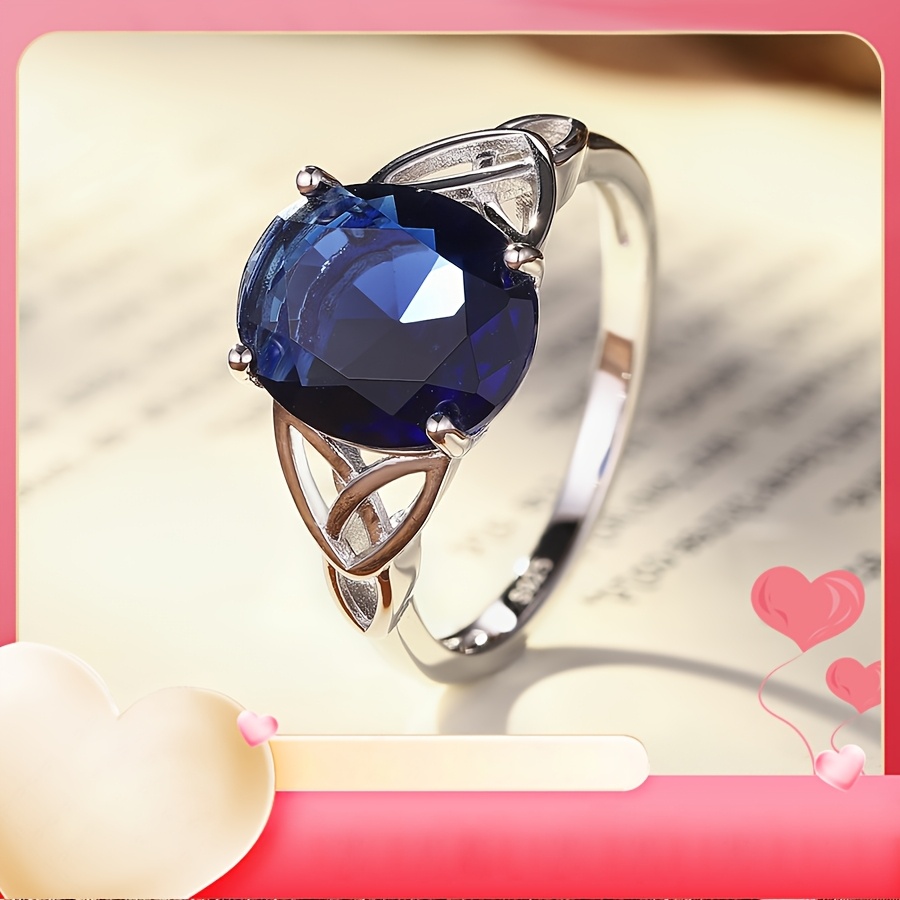 

1pc S925 Sterling Silver Ring Inlaid With Synthetic Sapphires, Suitable For /attending Parties/weddings/valentine's Day/ Day/thanksgiving Day/christmas/new Year Gifts, Etc. The Ring Weighs 8 Grams.