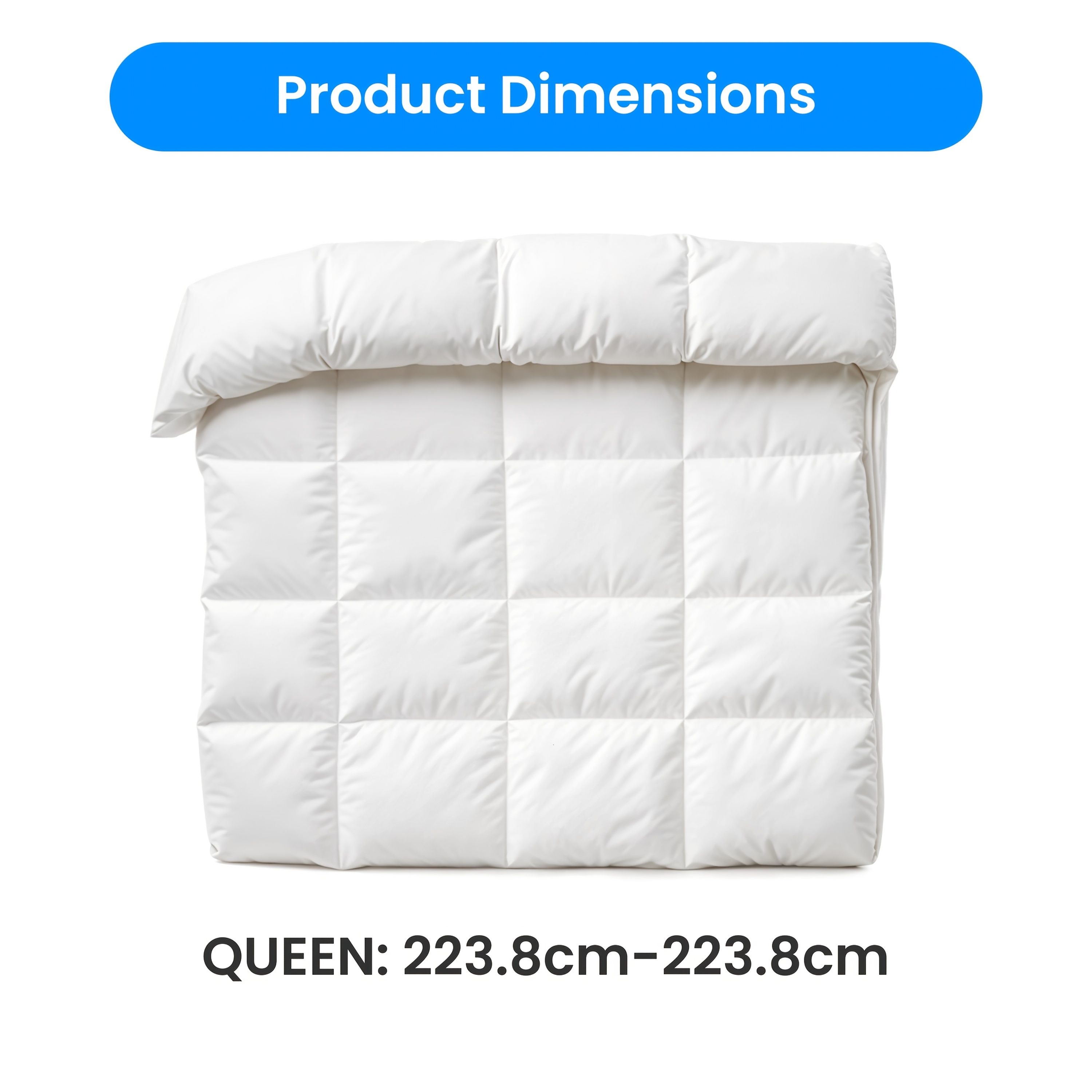 TEMU 1pc Simple Deluxe Queen Size Microfiber Comforter, Reversible Down Alternative Duvet Insert With Corner Tabs, Lightweight & Warm, Machine Washable, Non-woven Weave, Non-electric, 88"x88" White