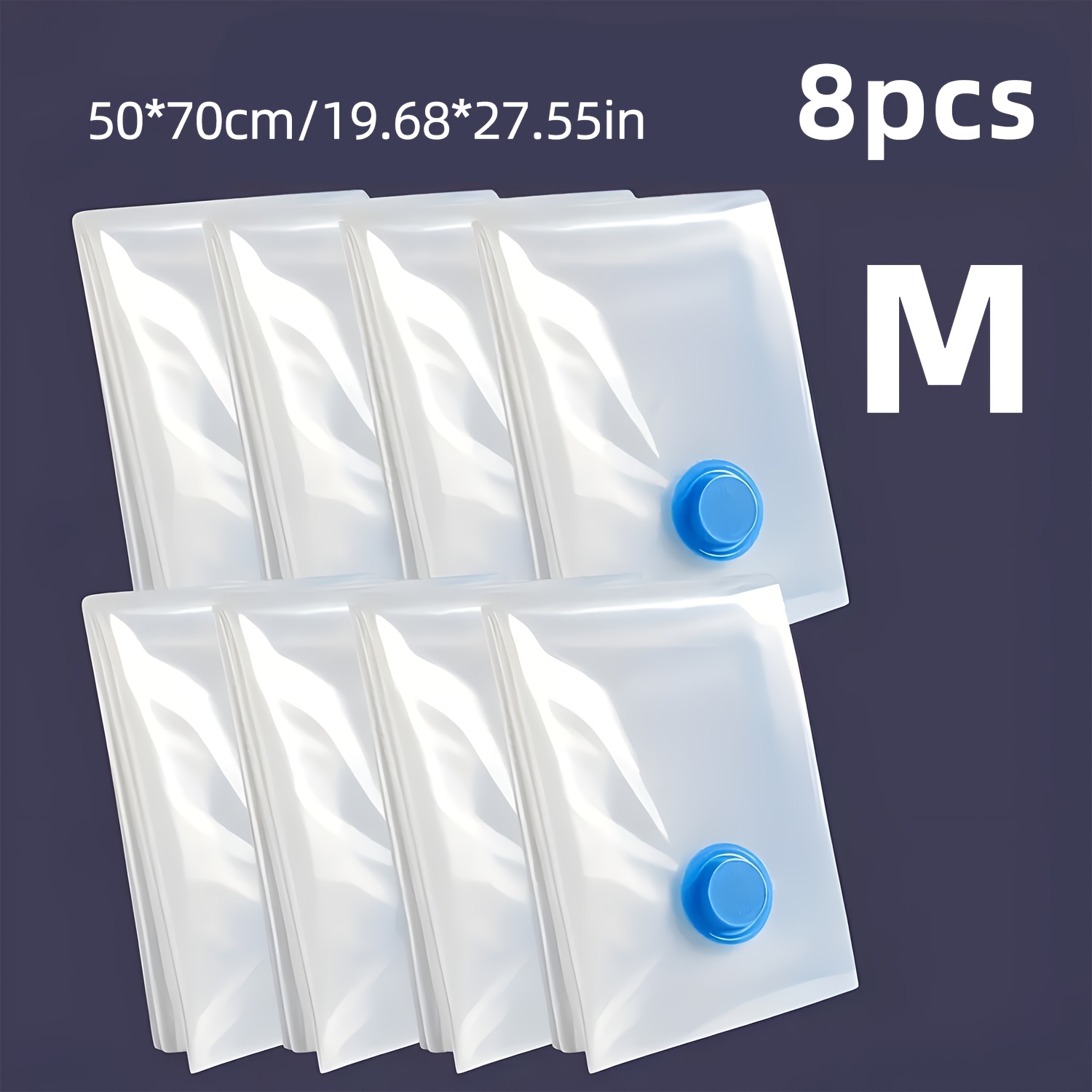 item picture 8pcs transparent vacuum compression storage bags sealed storage containers for clothes blankets shirts household space saving organizer for dorm closet wardrobe bedroom bathroom travel must have  
