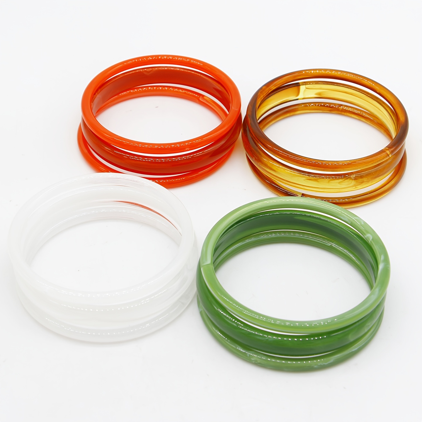 3pc Multicolor Thin Hoop Acrylic Bracelets Set