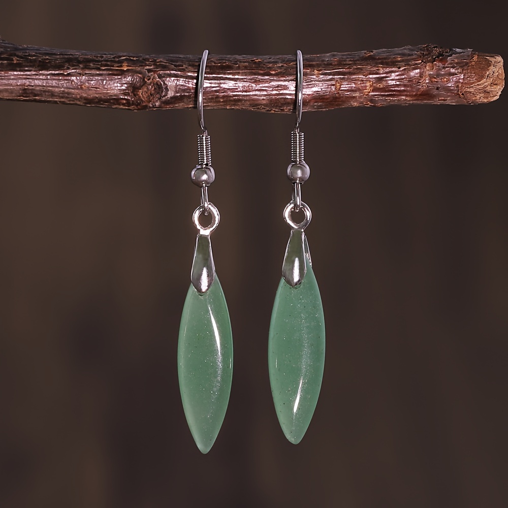 TEMU 2d Flat - Natural Stone 1pair Natural Stone Earrings Cut Angle Flat Long Water Drop Earrings Women's Geometric Earrings Women's Long Earrings