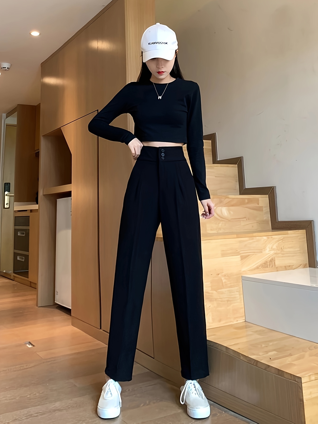 Solid Color Slim Fit Pencil Pants Casual Pockets Trousers - Temu