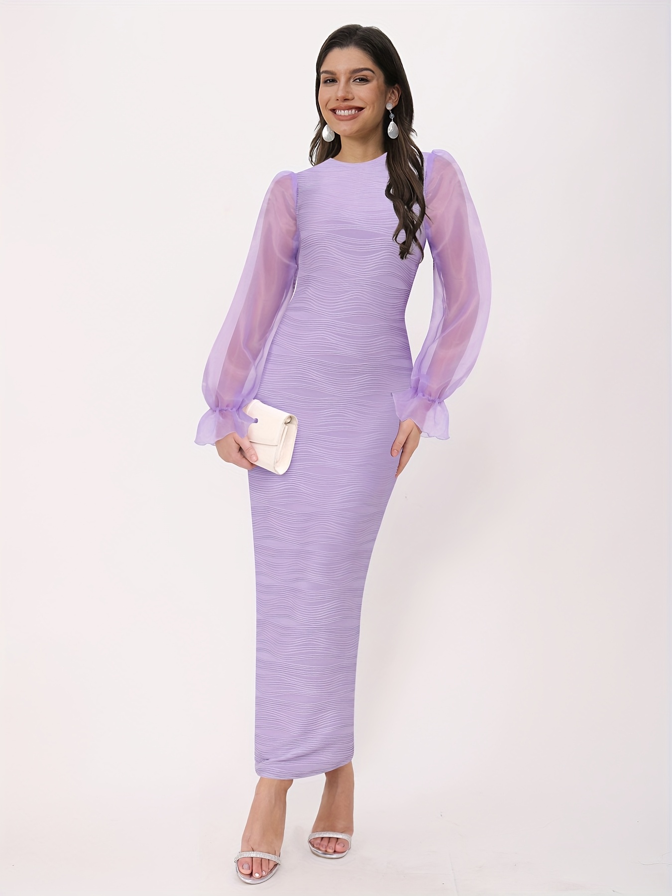 blue dress for baby girl Long Sleeve Purple Bodycon Dress main image 0