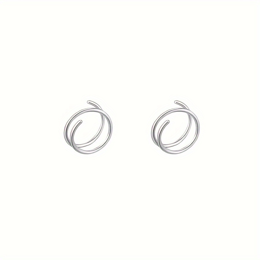 2pcs Punk Style Stainless Steel Spring Double Spiral Nose Rings For Women - Perfect For Parties & Gifts