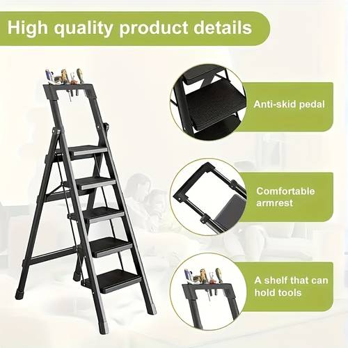 3 4 folding metal ladder with handrail portable lightweight stool for home kitchen and office use multi level design for to tight spaces foldable step stool
