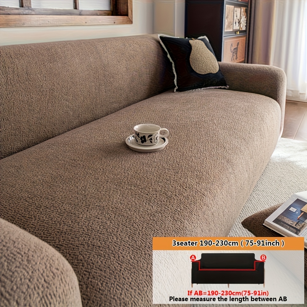TEMU 2pcs Full Cover Sofa Set, Including 1 Sofa Cover And 1 Cushion Cover. Elegant And Comfortable, Modern Solid Color Jacquard Velvet Stretch Sofa