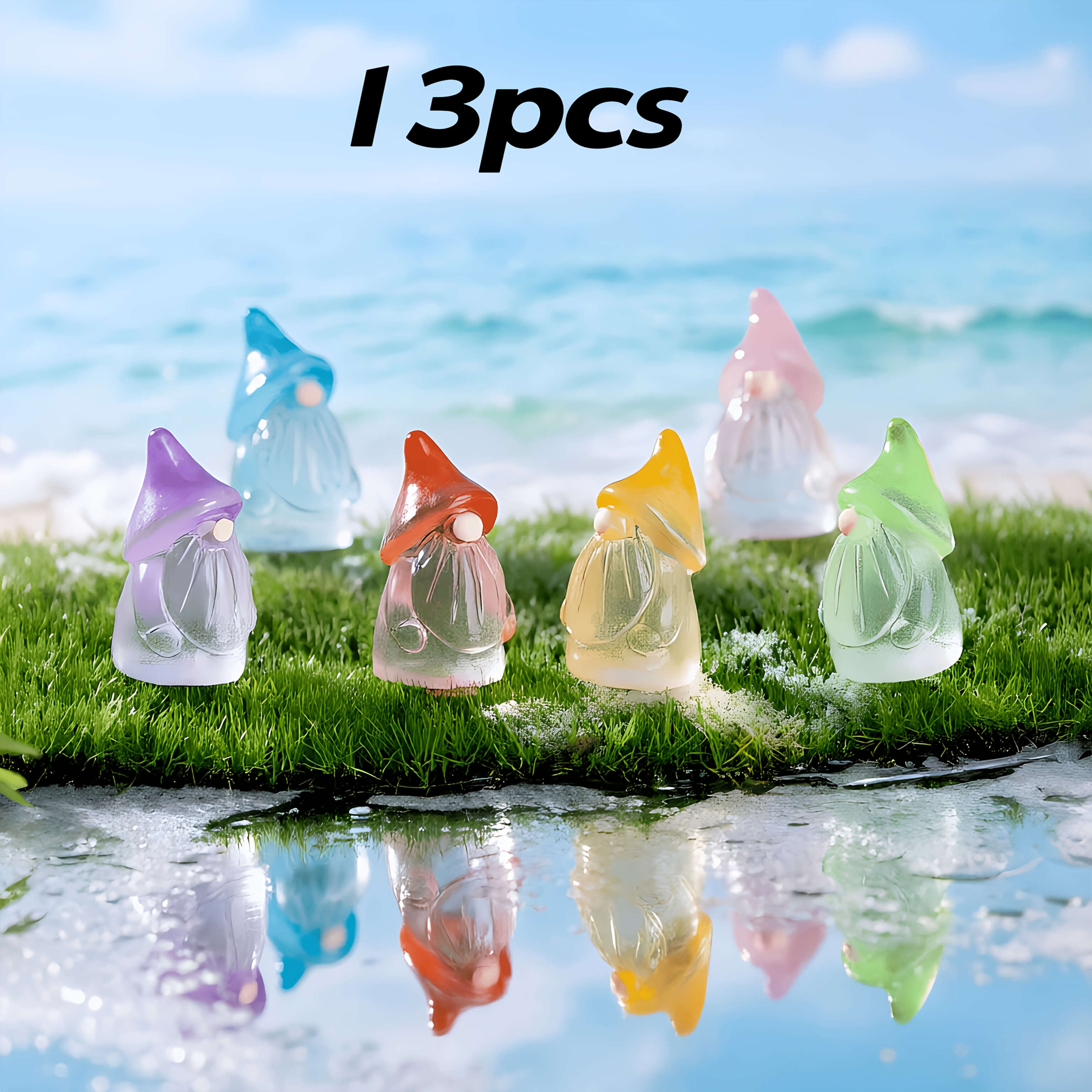 Image of 13 Mini Resin Gnome Small Fairy Resin Statues, Small Gnome Miniature Figurines For Landscaping, Outdoor Garden, Lawn, Flower Pot Fairy Decoration, Product Colors Mixed