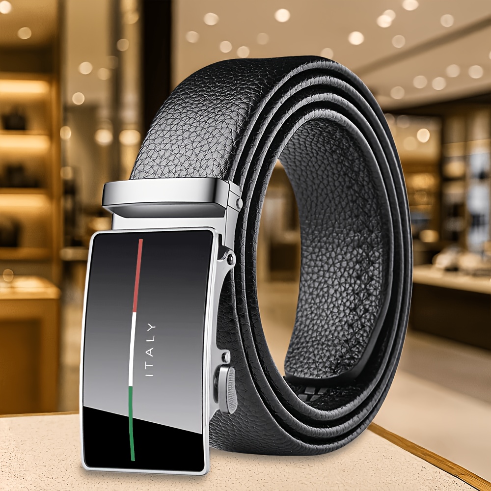TEMU 1pc Versatile Exquisite Fashion Men's Novelty Belt, Premium Solid Belt, Denim Jeans Exquisite Belt, Italian Flag Print, Trendy Product, Unisex