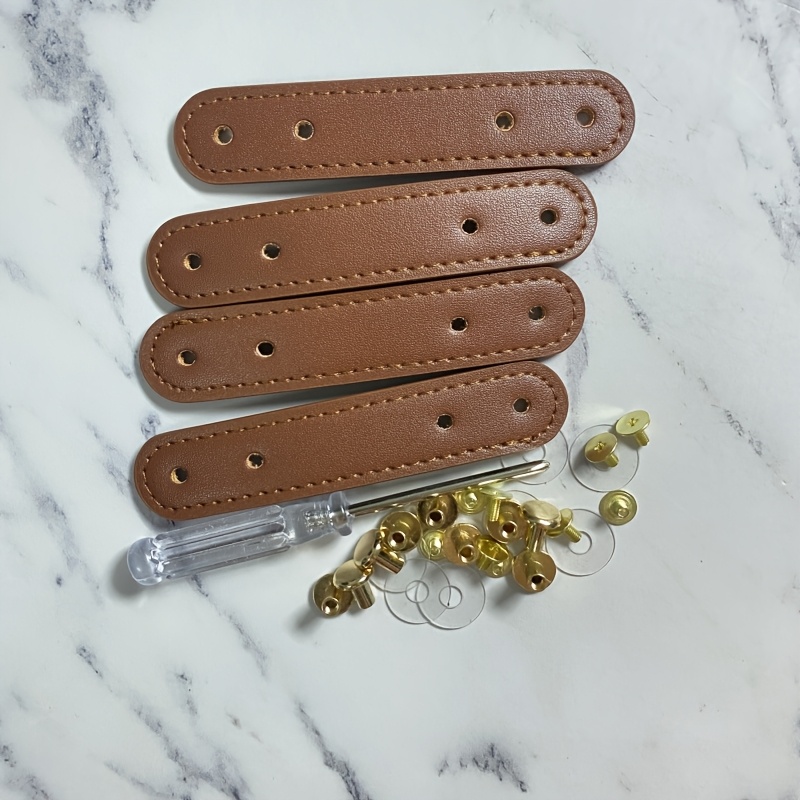 Image of 4pcs New Handmade Knitting Bag Handbag Wallet Making Additions Double Hole Pu Material Belt Replacement Hook Handbag Gift Making, Wallet Making, Diy Wallet Making