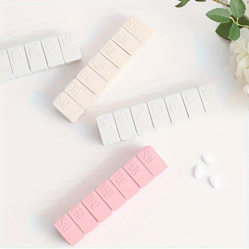 Portable Weekly Pill Box with Seven Compartments