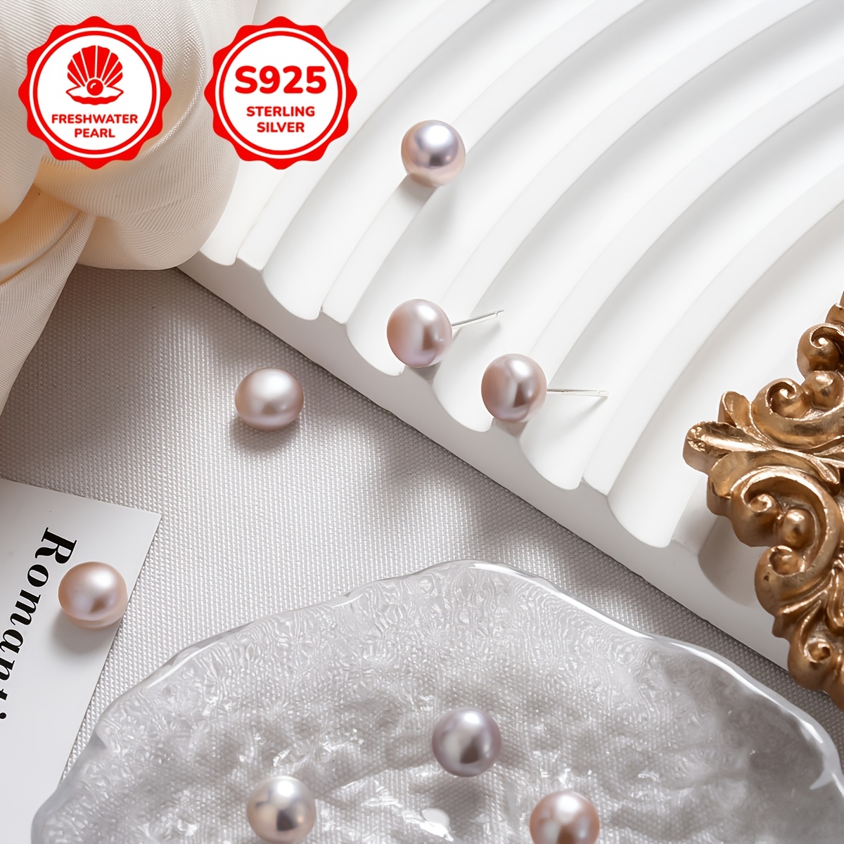 1 Pair Freshwater Pearl Earrings, Oval Shape Style