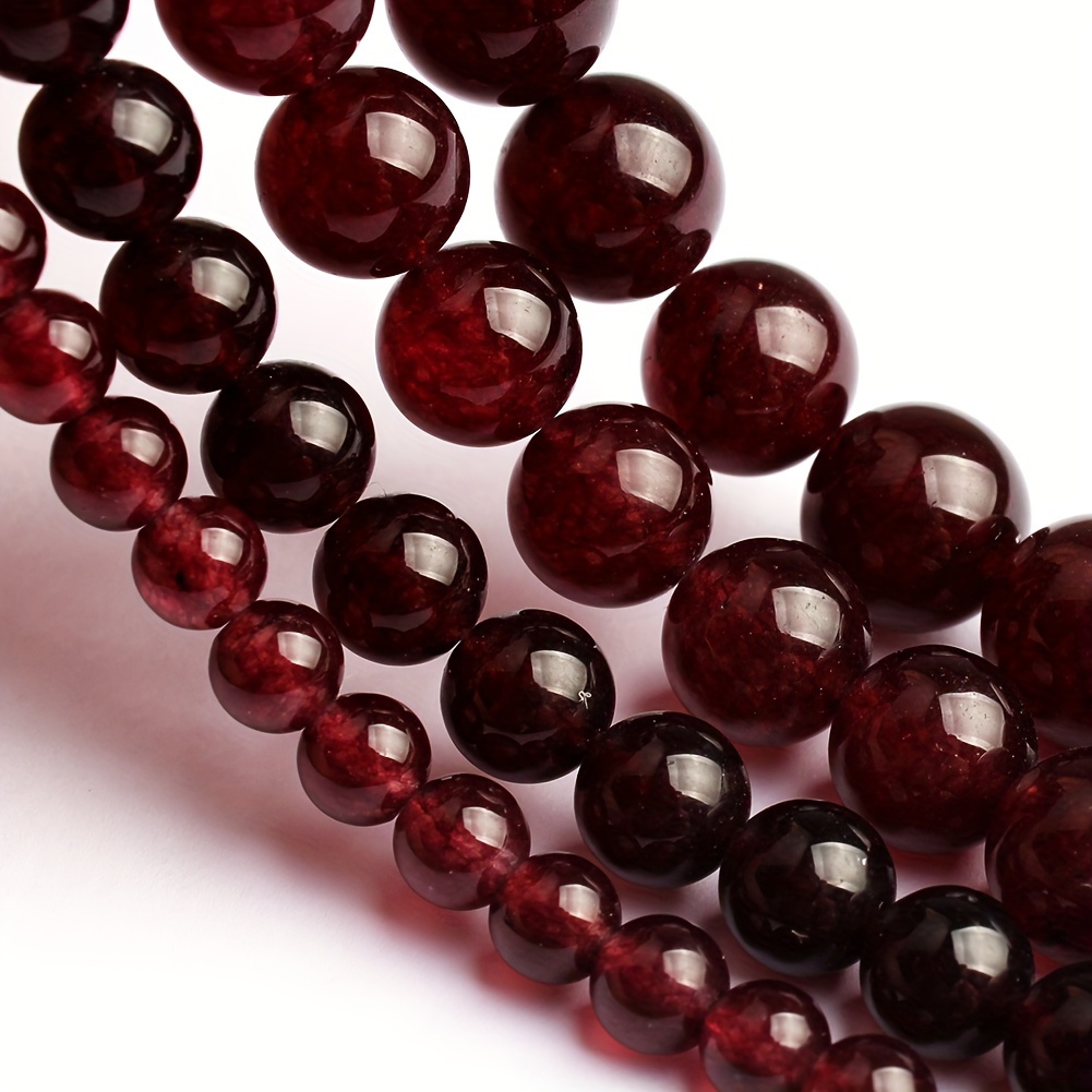 

30-61pcs Aaa Natural Stone Dark Red Chalcedony Round Beads Loose Beads Suitable For Handmade Diy Bracelets, Necklaces, Jewelry Making Supplies, Women's Gifts