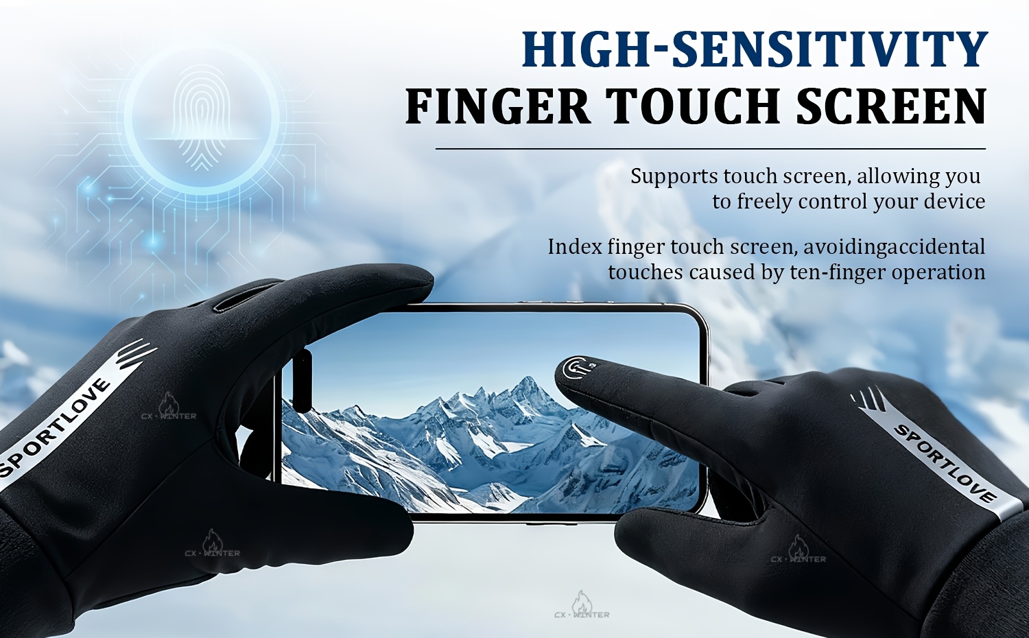 Winter Warm Gloves, Electric Heating Gloves, Intelligent Three-level Temperature Control, Double-sided Heating, Automatic Power-off at High Temperature, Comfortable Liner,Requires a USB Power Source to Be Used,An Excellent Winter Gift.