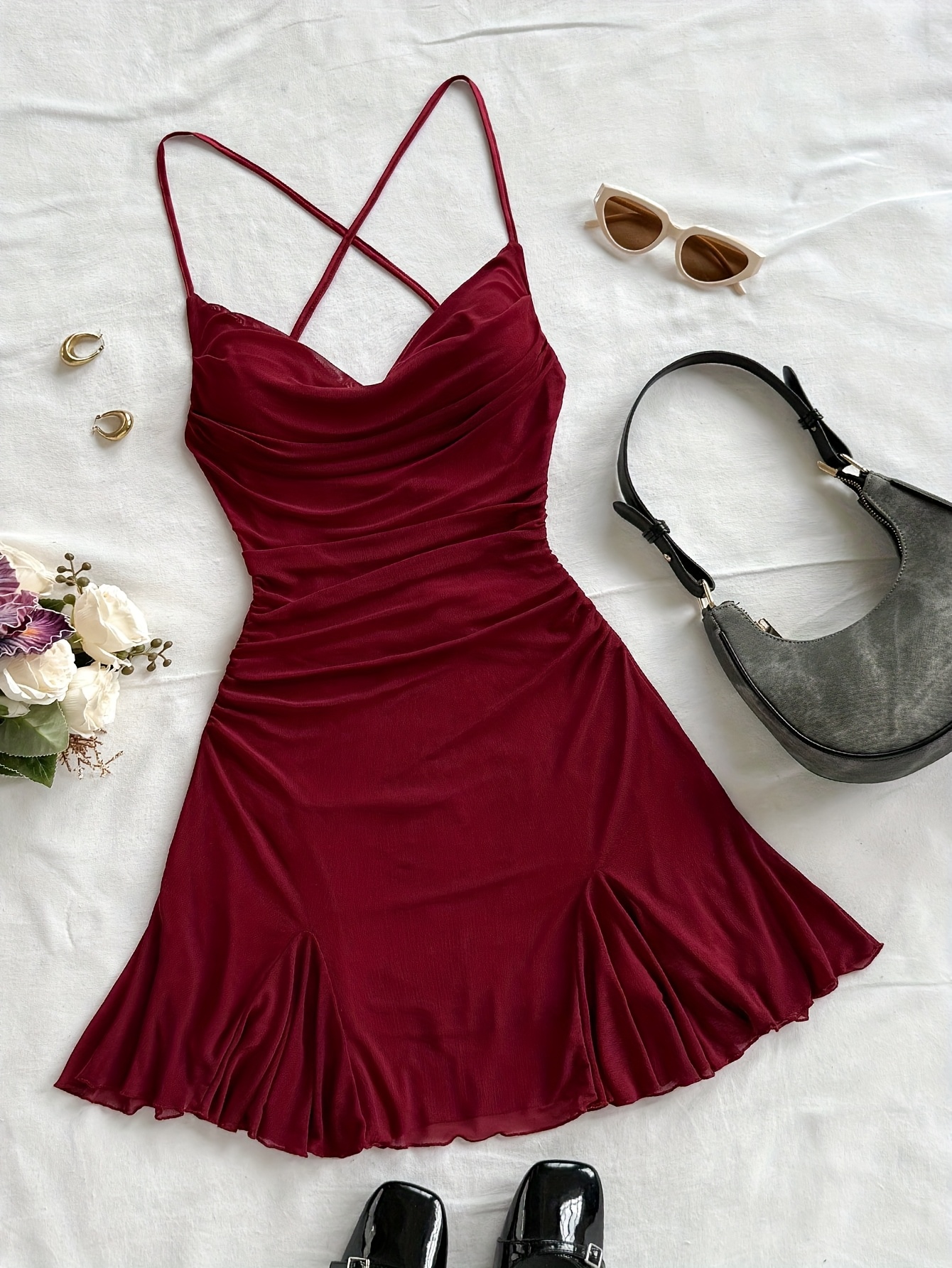 dark red dress sold on Temu Philippines
