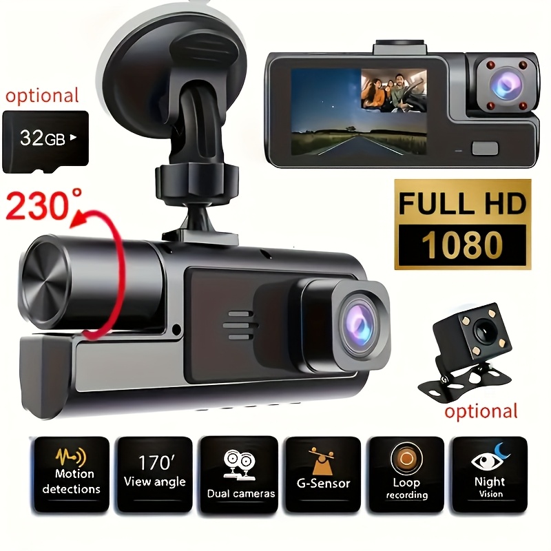 dual dash cam front 1080p and cabin 720p 170 wide angle   24h parking monitor   loop recording suction cup mount vehicle recording   reliable recording   drivers christmas and halloween gift